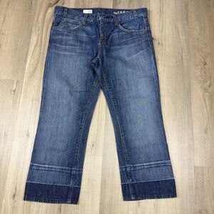 Gap Jeans Womens 28 6 Cropped Wide Leg Cuffed Hem 100% Cotton Denim Medium Wash